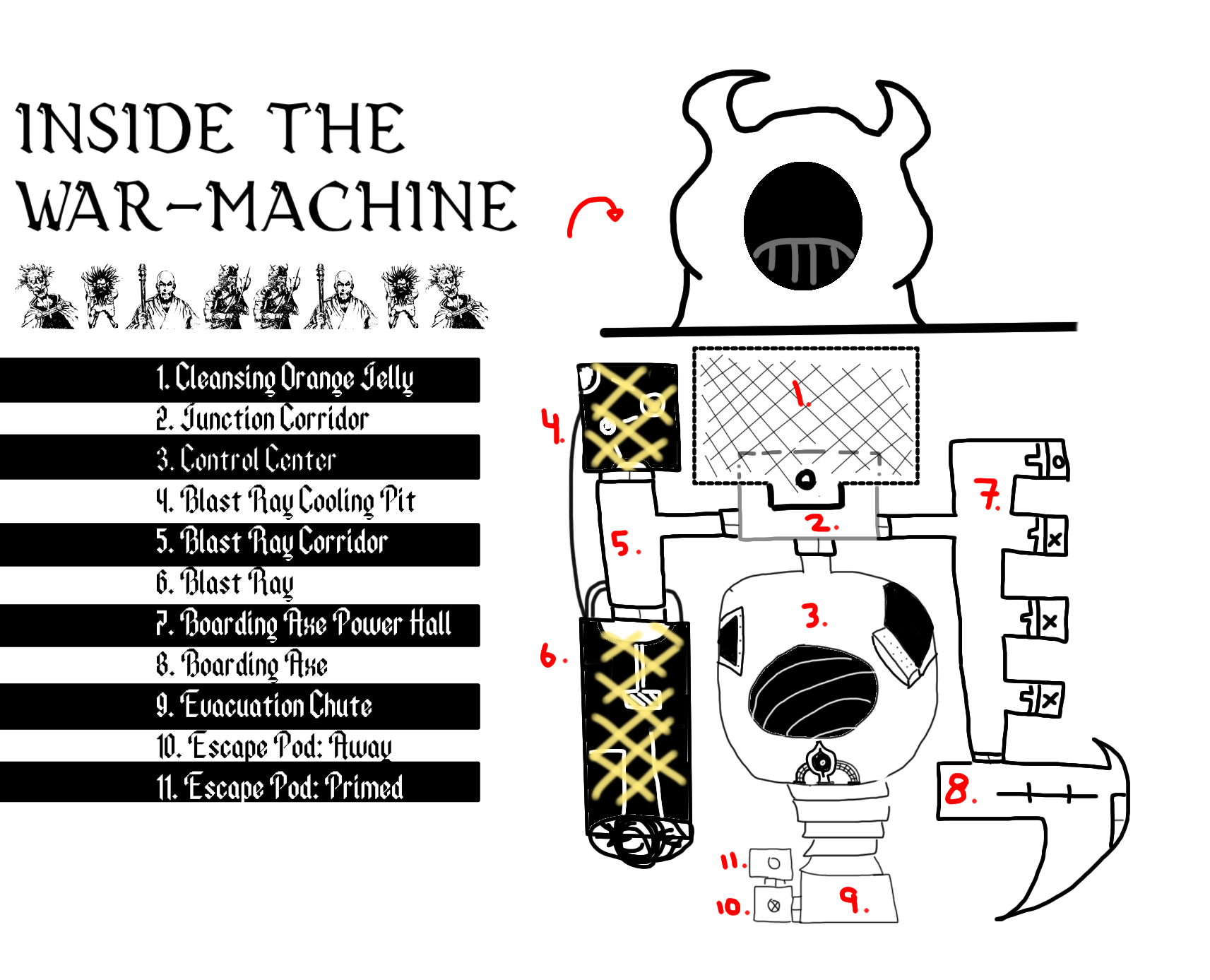 A digital map of the inside of a war titan. 