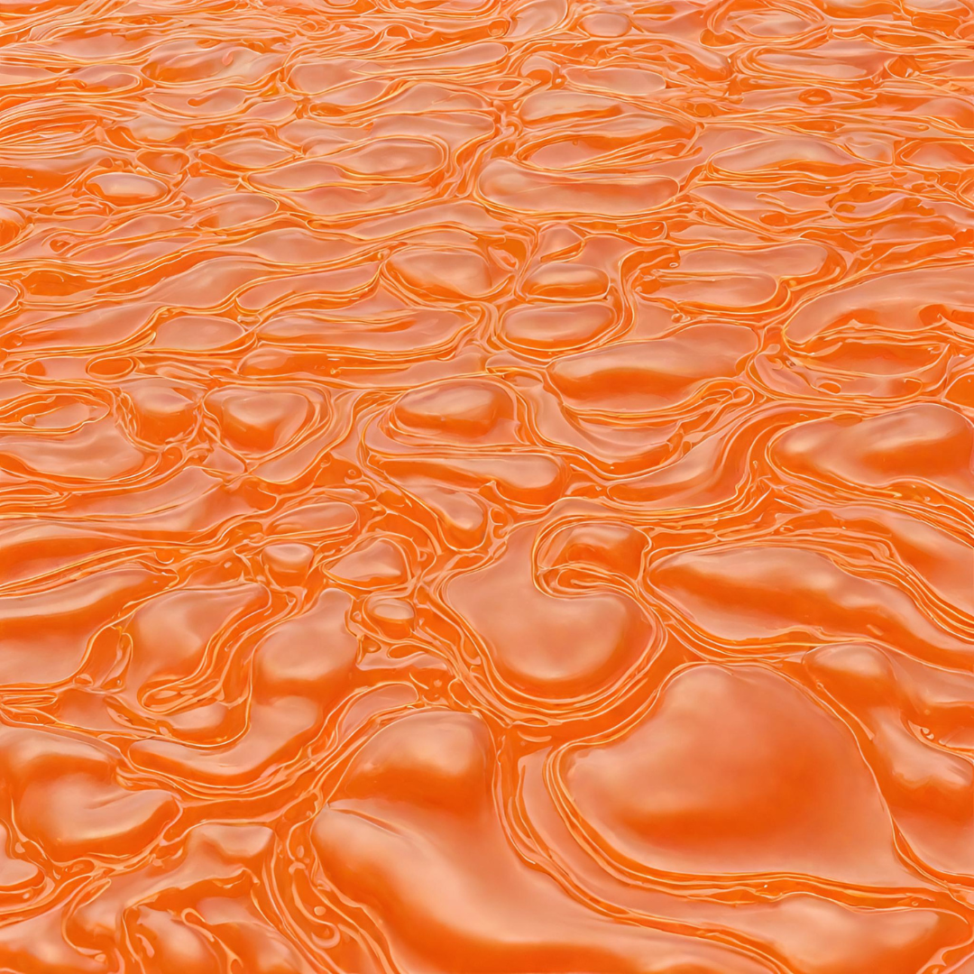 Rippling orange jelly in a digital photo. 