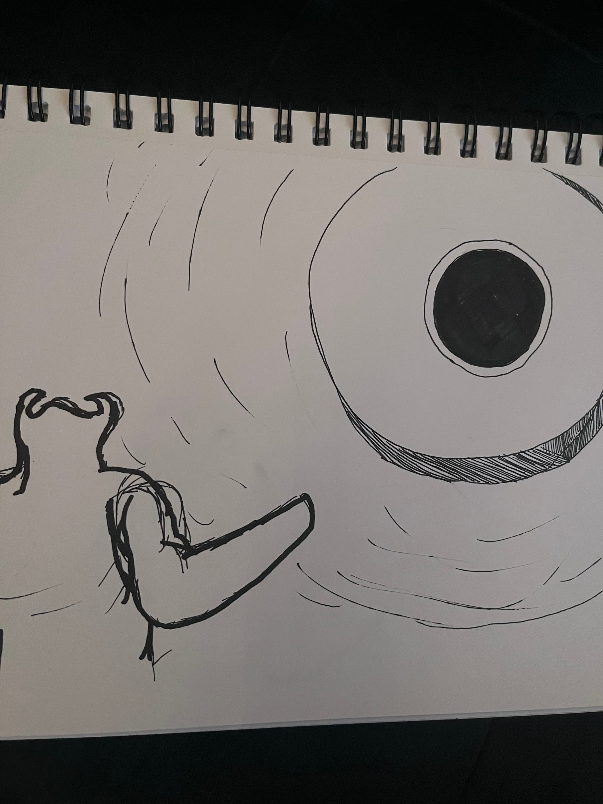 Hand drawn sketch of a titan versus a biblically accurate angel black hole. 