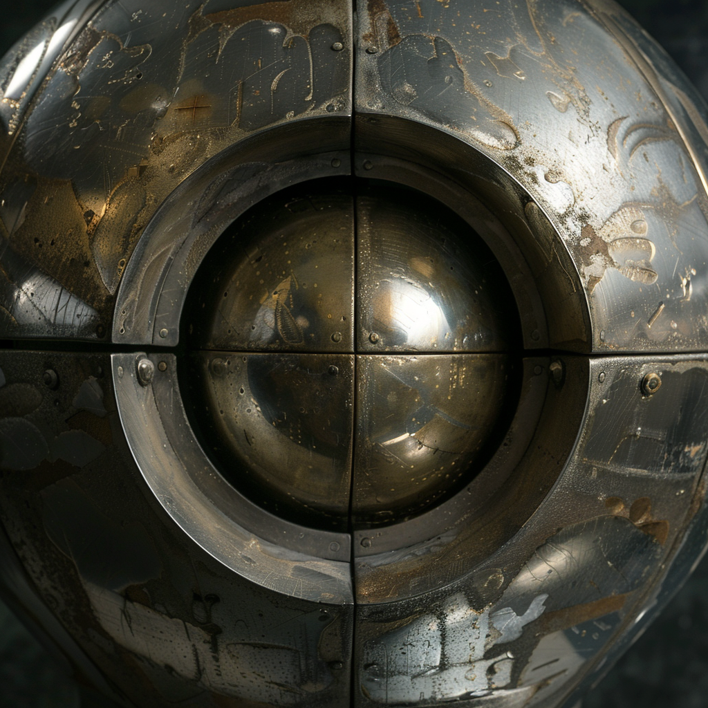 AI generated realistic picture of a tarnished brass orb. 